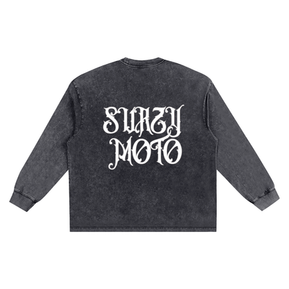 Snow Washed Frayed Edge T-Shirt (Black)