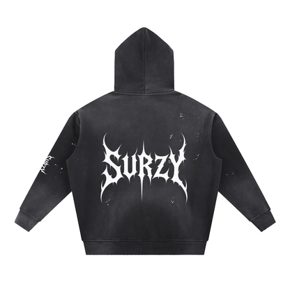 Surzy washed Paint Splatted hoodie (black)