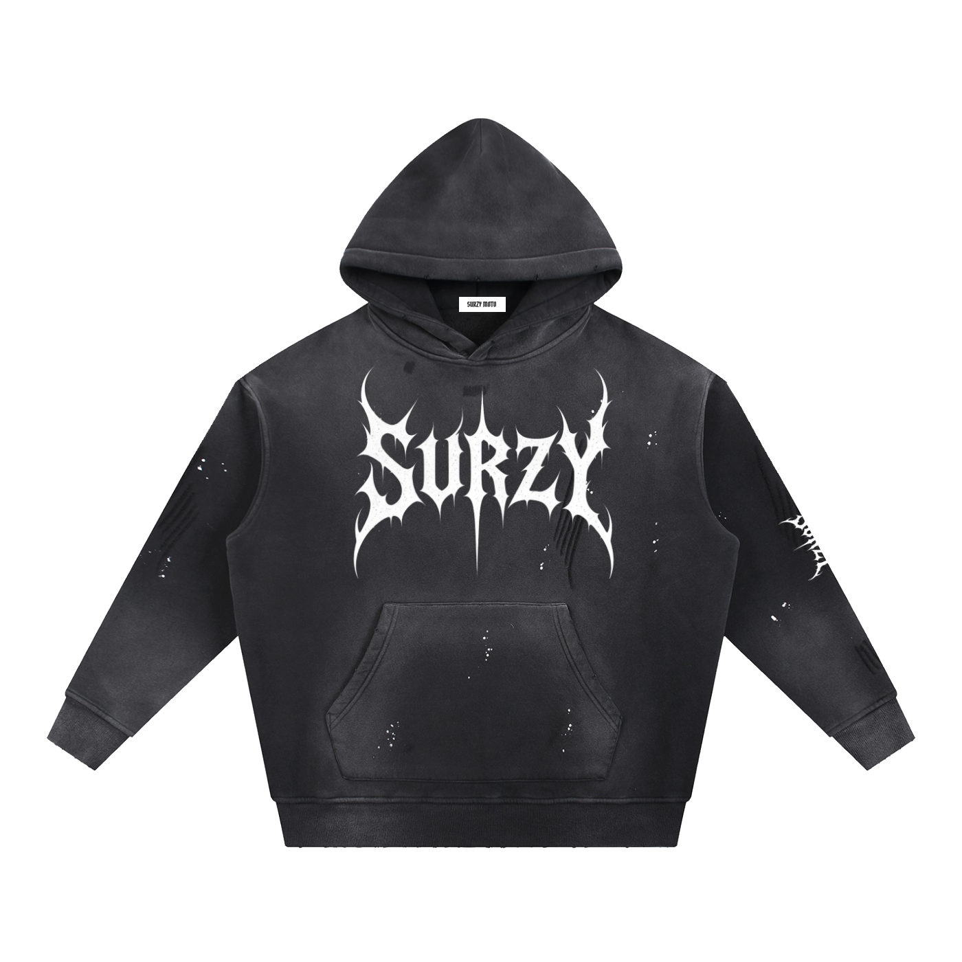 Surzy washed Paint Splatted hoodie (black)