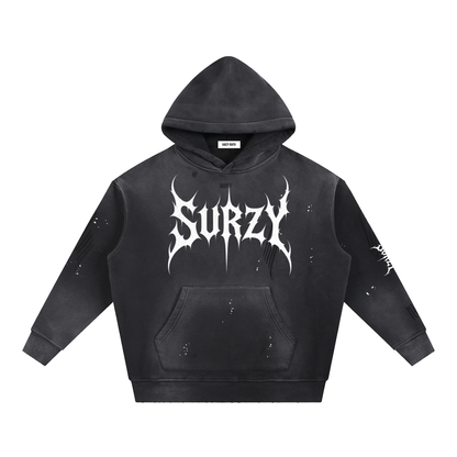 Surzy washed Paint Splatted hoodie (black)