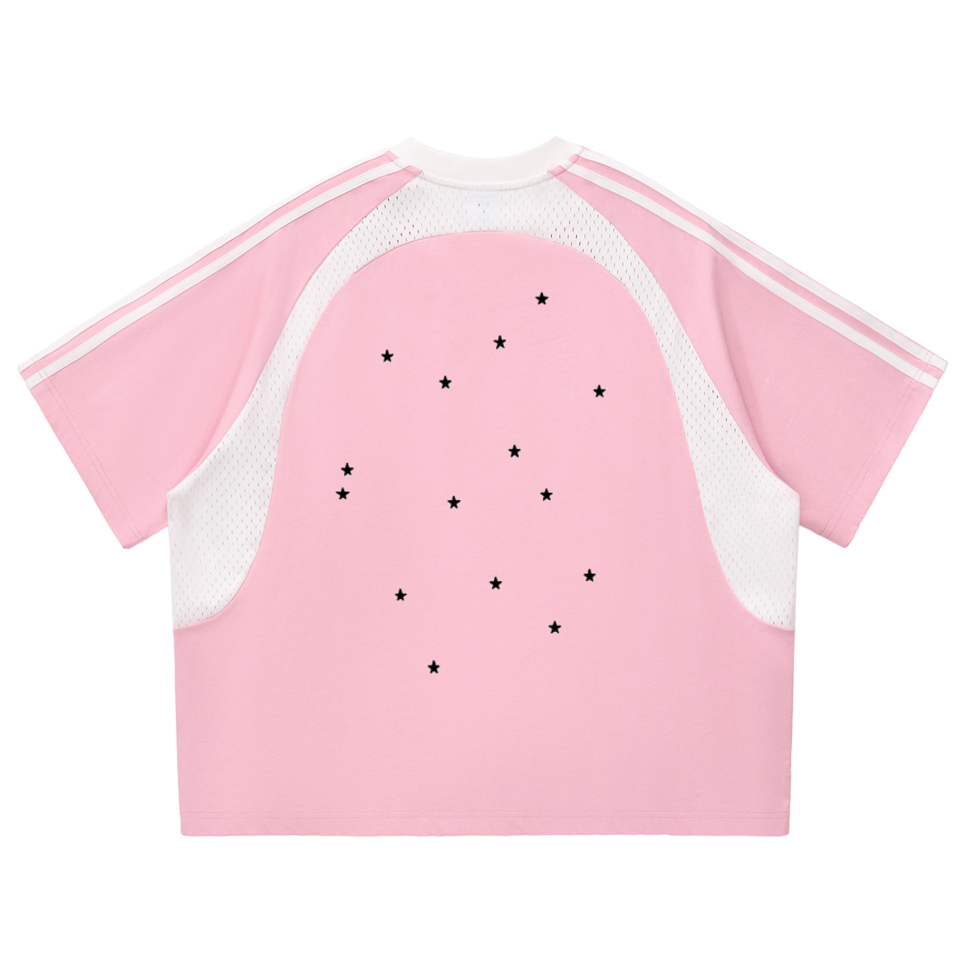 Contrast Stripes Panel Mesh T-shirt