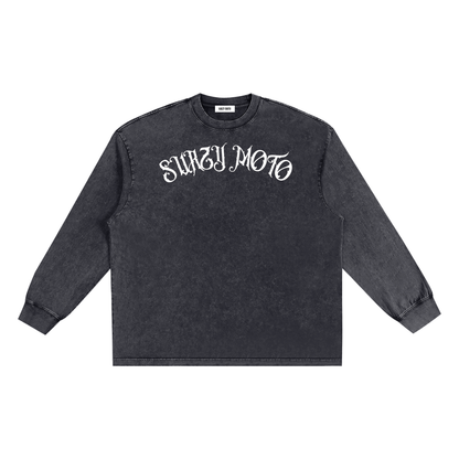 Snow Washed Frayed Edge T-Shirt (Black)